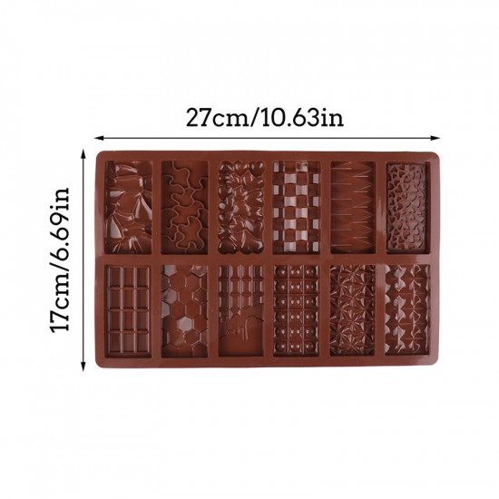 12 Cavity Chocolate Bar Silicone Mould