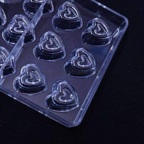 2 Layer Heart Shape Polycarbonate Chocolate Mould