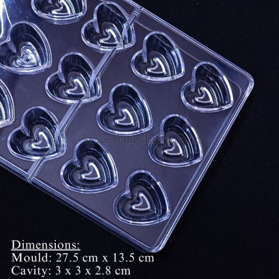 2 Layer Heart Shape Polycarbonate Chocolate Mould