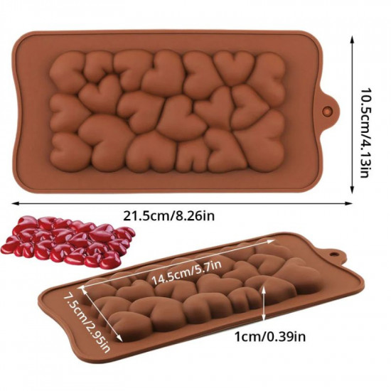 3D Bubble Heart Bar Shape Silicone Chocolate Mould