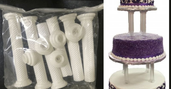 16Pcs White Small+Large Plastic Cake Pillars,Wedding Cake Pillars  Stand,Fondant Cake Support Mold