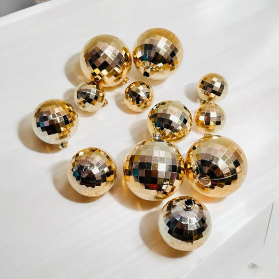 Golden Disco Faux Ball Toppers for Cake Decoration (12 Pcs)