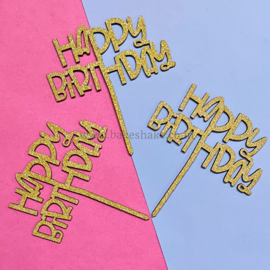 Happy Birthday MDF Cake Topper Set of 10