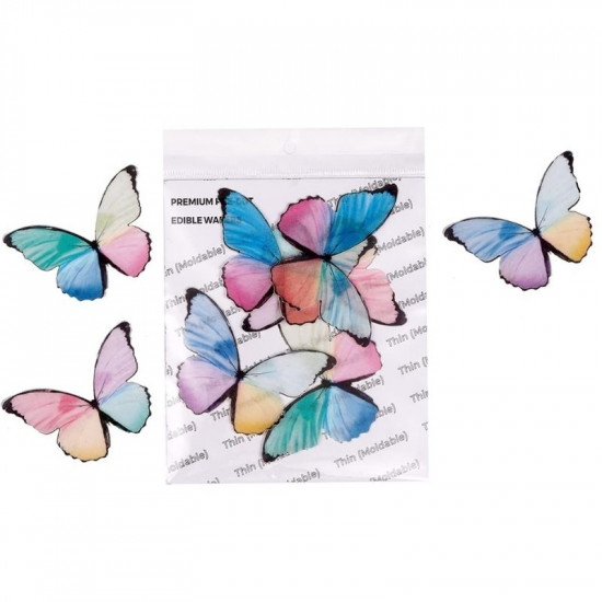 Rainbow Big Size Wafer Butterfly WPC - 35 (8 Pcs Pack) - Tastycrafts