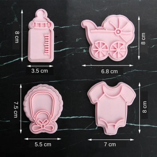 Baby Shower Fondant & Cookie Cutter 4 Pcs Set