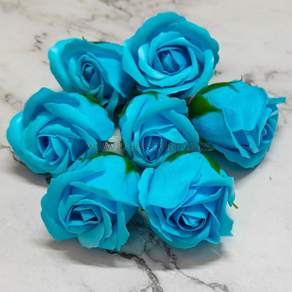 Artificial Blue Rose Flowers (Set of 10)