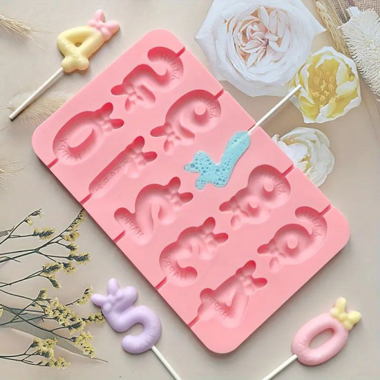 Adorable Bow Numbers Silicone Chocolate Mould