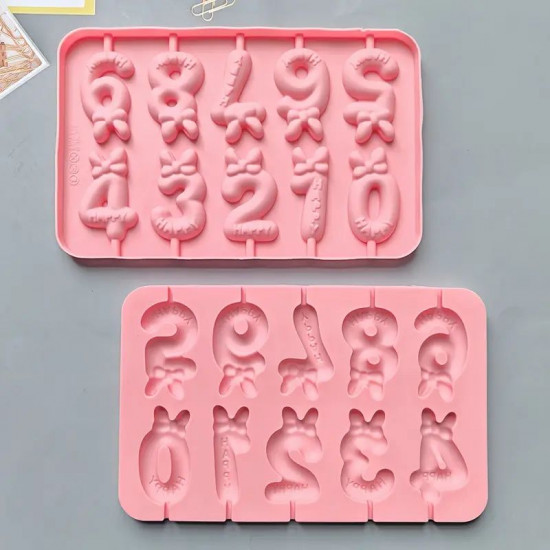 Adorable Bow Numbers Silicone Chocolate Mould