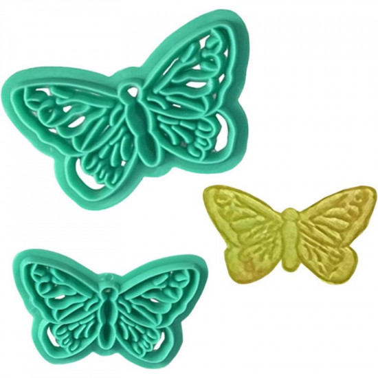 Butterfly Shaped Plastic Cookie Stamps 2 Pieces