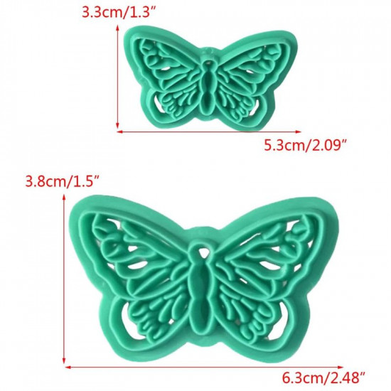 Butterfly Shaped Plastic Cookie Stamps 2 Pieces