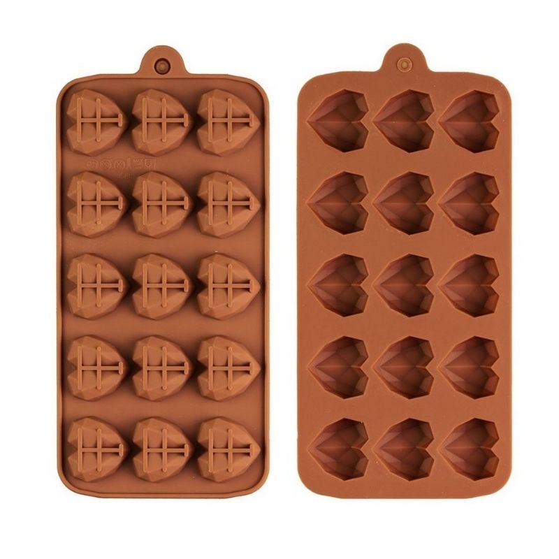 1pc 15-Cavity Dimpled Heart Shape Chocolate Mold, Silicone Dimpled