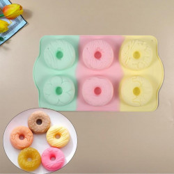 Donut 6 Cavity Assorted Designs Silicone Mould