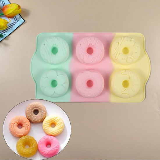 Donut 6 Cavity Assorted Designs Silicone Mould