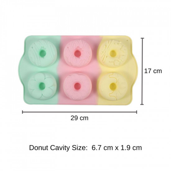 Donut 6 Cavity Assorted Designs Silicone Mould