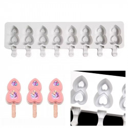 Double Heart Shape Popsicle Mould 8 Cavity