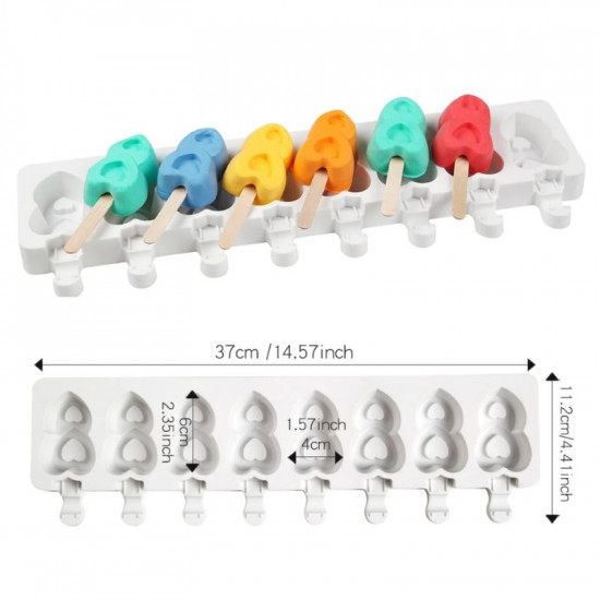 Double Heart Shape Popsicle Mould 8 Cavity