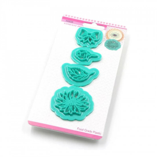 Leaf, Flower, Bow Cookie Stamp Cutter 4 Pcs