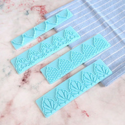 Frill Ribbon Lace Embosser Mould | Cake Border Fondant Cutter Set of 4