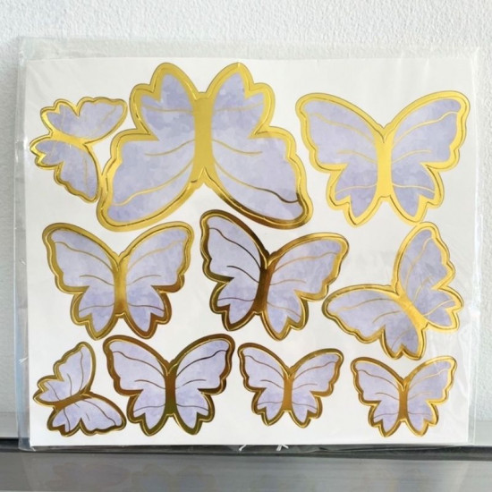 Gold Edged Mauve Paper Butterfly (10 Pieces)