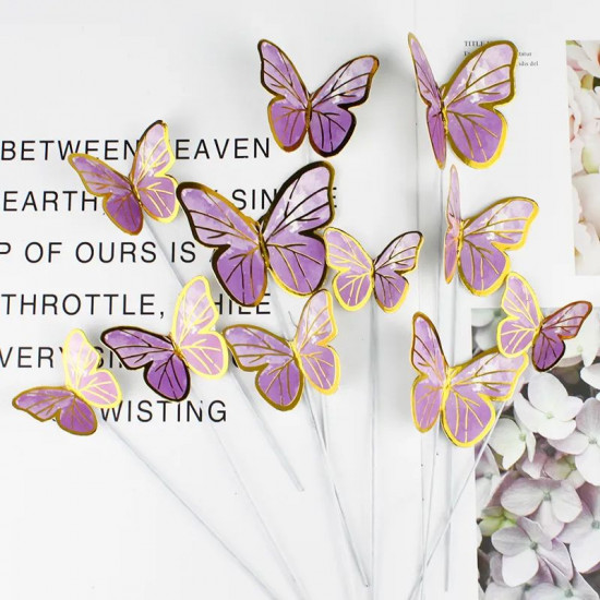 Gold Edged Purple Shaded Paper Butterfly (10 Pieces)