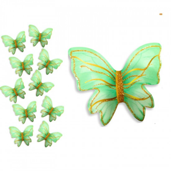 Green Butterfly Paper Cake Topper (1 Big 10 Small Pieces)