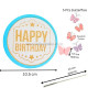 Happy Birthday Round Paper Cake Topper - Blue (Set of 6 Pieces)