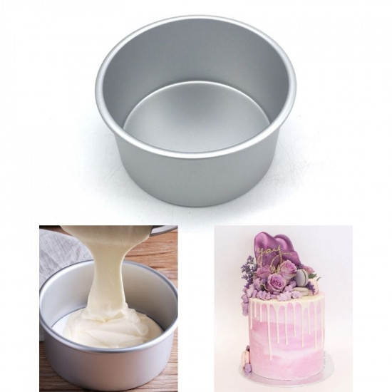 Round Tall Cake Mold 6 X 6 X 4 Inch Heavy Silver Tin - One Click Shopping