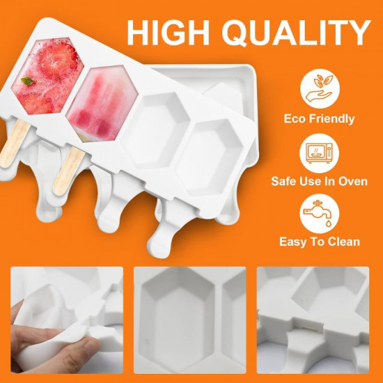 Hexagon Shape Popsicle Mould 4 Cavity