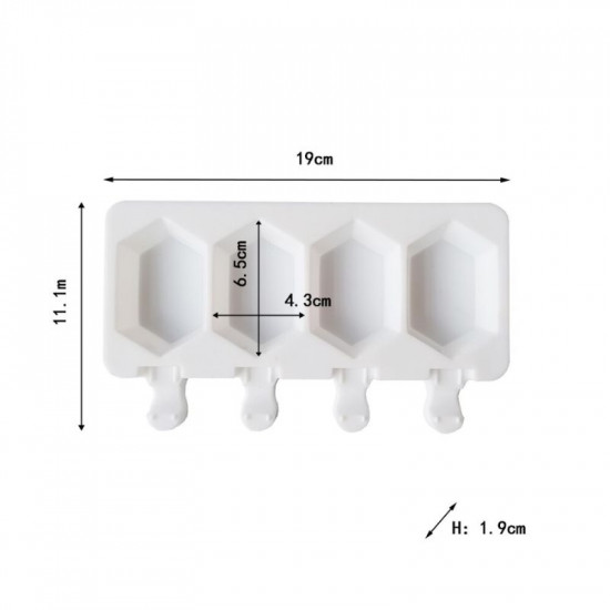 Hexagon Shape Popsicle Mould 4 Cavity