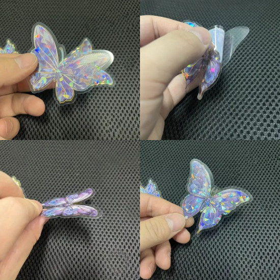 Holographic 3D Butterfly Stickers (20 Pieces) - Blue