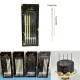 Thin Long Straight Candle with Holder (Set of 6) Black White With Gold Confetti Design