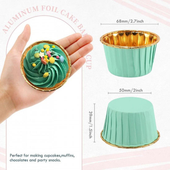 Mint Aluminium Foil Baking Cups / Muffin Cups (50 pieces)