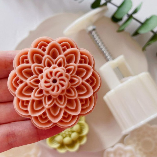 Moon Cake Mould / Cookie Press Stamp - 4 Unique Flower Design