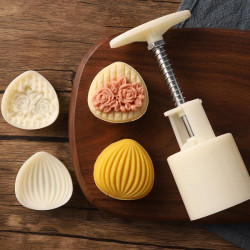 Moon Cake Mould / Cookie Press Stamp - Flower and Shell Design