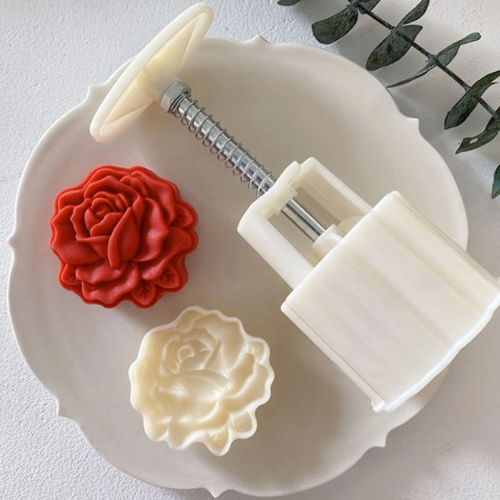 Moon Cake Mould / Cookie Press Stamp - Rose Flower Design