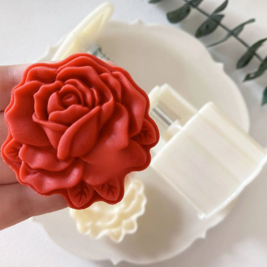 Moon Cake Mould / Cookie Press Stamp - Rose Flower Design