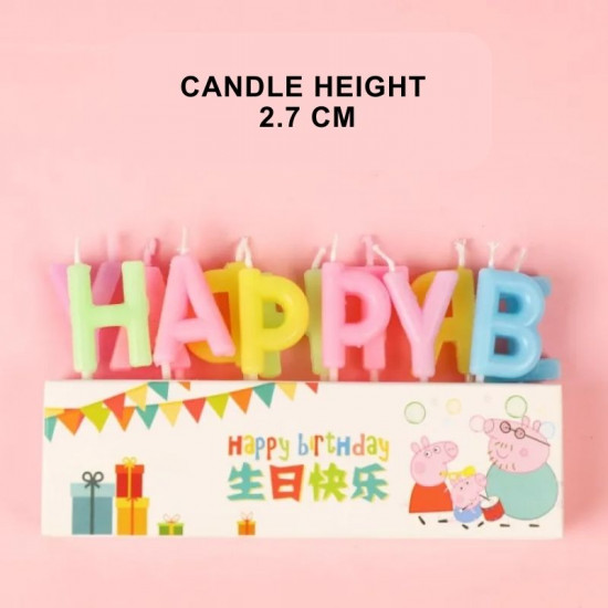 Multi Colour Happy Birthday Letters Candle