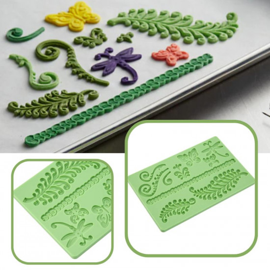 Silicone Nature Themed Craft Mould, Fern, Leaf, Frond, Trim, Butterfly, Dragonfly