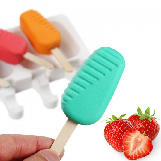 Oval Ribbed Stripes Popsicle Mould 8 Cavity