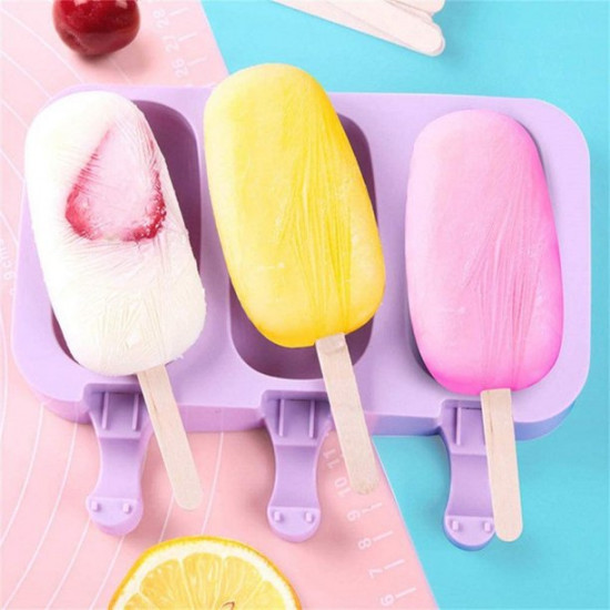 Extra Large Oval Ice Cream Mold Popsicle Silicone Mould - 4 Cavity