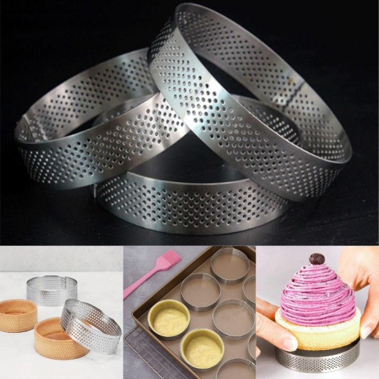 Round Tart Ring, Perforated Baking Tart Rings, Stainless Steel Nonstick Round Cake Ring Mousse Rings