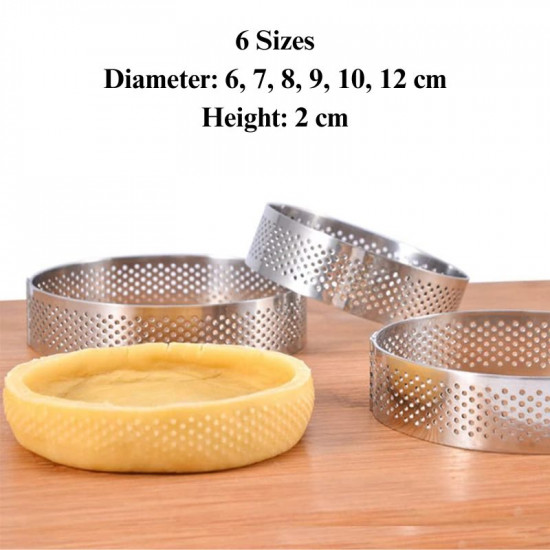 Round Tart Ring, Perforated Baking Tart Rings, Stainless Steel Nonstick Round Cake Ring Mousse Rings