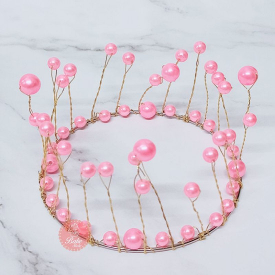 Pink Pearl Crown Cake Topper