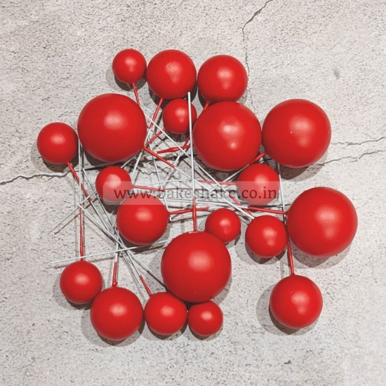 Red Faux Ball Toppers for Cake Decoration (20 Pcs)