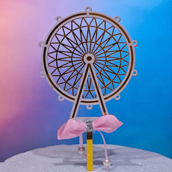 Round Wheel Acrylic Cake Topper (ACT 108) - Pink