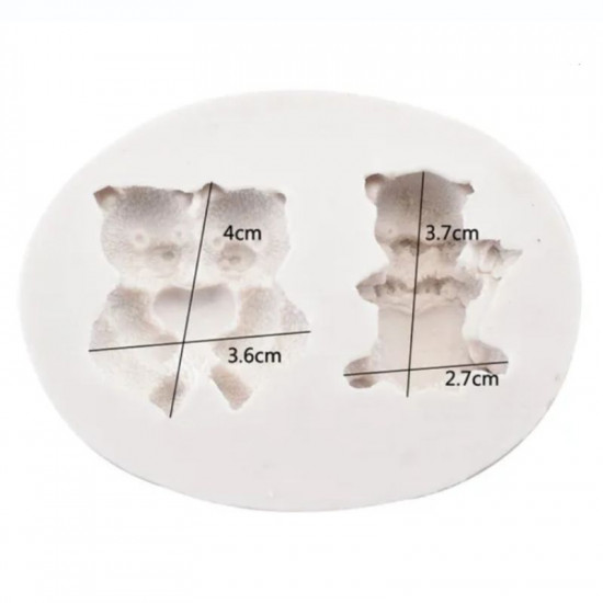 2 Cavity Teddy Bear Love Silicone Mould