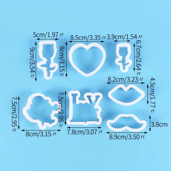 Valentine Love Theme Fondant & Cookie Cutter 7 Pcs Set