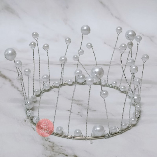 White Pearl Crown Cake Topper